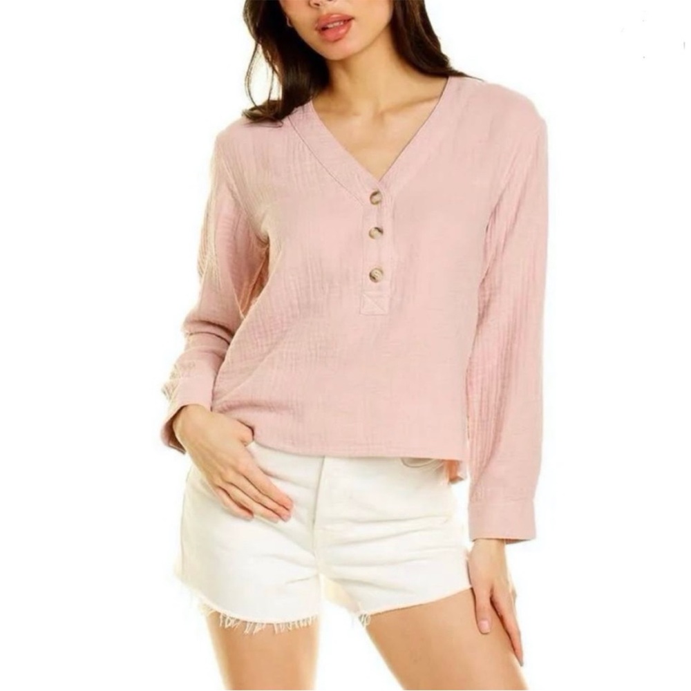 Madewell Pink Long Sleeve Buttoned Blouse